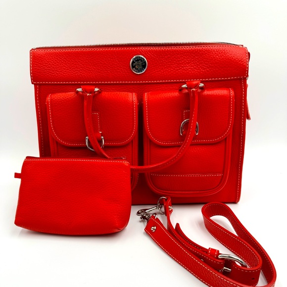 Dooney & Bourke red, pebbled leather double pocket tote. NWOT - Picture 11 of 12